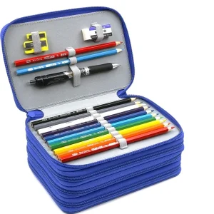 1pc Multi-layer Pencil Case Blue