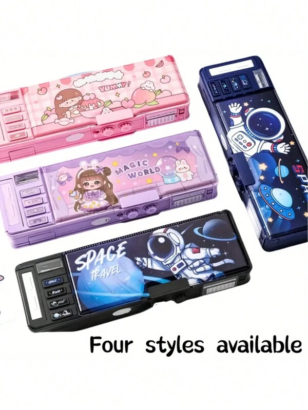 1pc Multi-Function Stationery Case With Password Lock, Double-Layer And Large Capacity Pencil Case 1PC