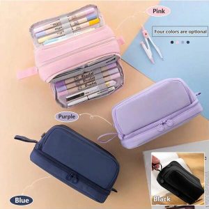 1 Creative Multi Layer Large Capacity Storage Pencil Box Multi Functional Sorting Stationery Bag Office And Learning Marking Pen Storage Bag University Adult Girl Boy Portable Multi Zipper Beautiful Stationery Box Multicolor