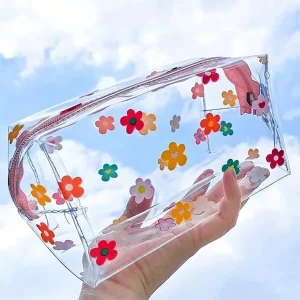 1pc/2pcs Large Capacity Floral Pencil Case - Portable Transparent Cosmetic Bag Stationery Pouch For Students, Artists And Professionals, Holiday & Creative Gift Multicolor