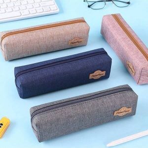 1 Waterproof Oxford Cloth Pencil Case With Minimalist Style, Student Stationery Bag With Multiple Color Options Large Capacity Simple Style