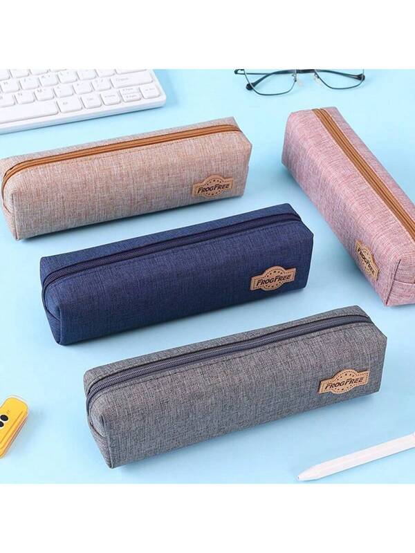 1 Waterproof Oxford Cloth Pencil Case With Minimalist Style, Student Stationery Bag With Multiple Color Options Large Capacity Simple Style