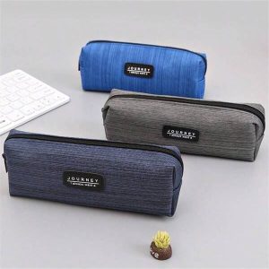 1pc Oxford Cloth Striped Pencil Case, Pen Holder, Stationery Organizer Single Piece