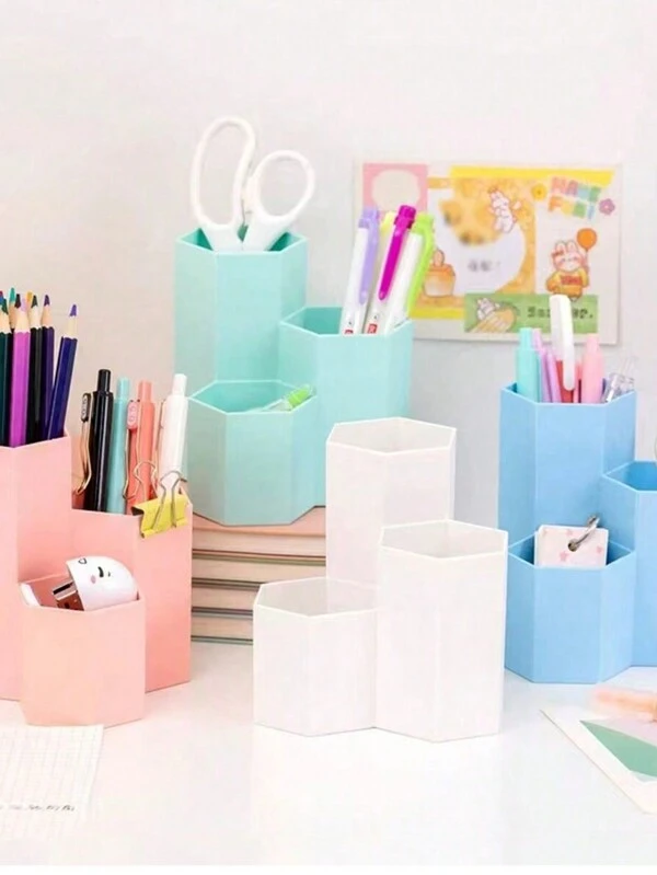 1pc Candy-Colored Multi-Functional Pencil Holder, Cute Desktop Storage Box With Large Capacity For Students, Stationery Award Multicolor