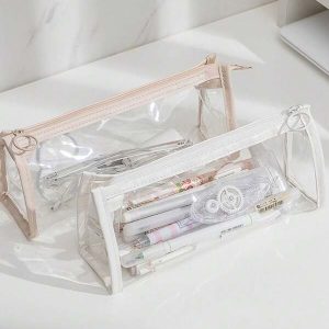 1pc Transparent Student Pencil Case Clear