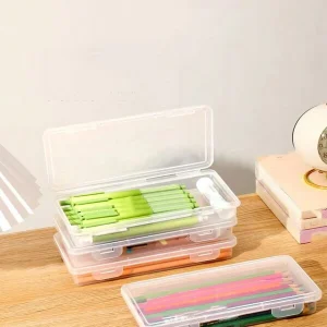 Transparent Plastic Storage Box, Stationery Organizer Box For Planner Stickers, Art Supplies, Pencils, Desk Organizer Clear