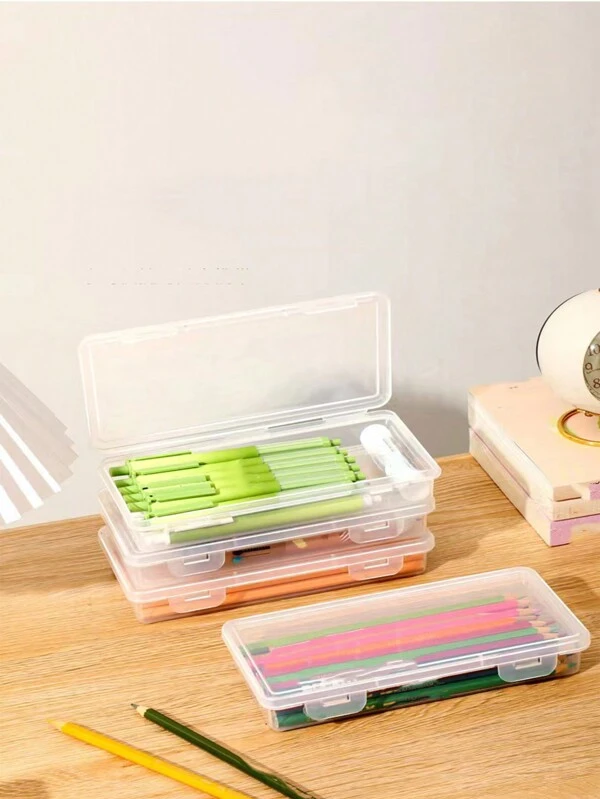 Transparent Plastic Storage Box, Stationery Organizer Box For Planner Stickers, Art Supplies, Pencils, Desk Organizer Clear