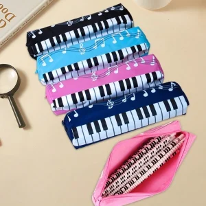 1pc Square Single-Layer Music Score Piano Keyboard Pencil Case, Single-Layer Pencil Bag, Black And White Key Stationery Storage, Oxford Cloth Pencil Box, You Can Use It To Store Pencils, Pens, Erasers And Other Stationery, Lightweight, Convenient For Carrying And Using, Suitable For Storing Cosmetics, Makeup Tools, Stationery Etc. Multicolor