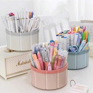 Large Capacity 360-Degree Rotating Multi-Functional Pen Storage Box For Kids, Cute And Creative Tabletop Pen Holder For Elementary School Students, Ins Style, For Girls And Boys, Office Desk Organizer, Pen Holder Or Makeup Organizer Multicolor